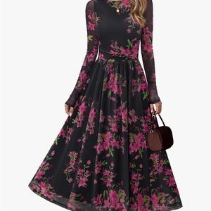 NWT Women’s long sleeve midi maxi mesh dress